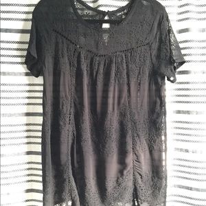 3/$15 Lucky Brand black embroidered boho blouse- M
